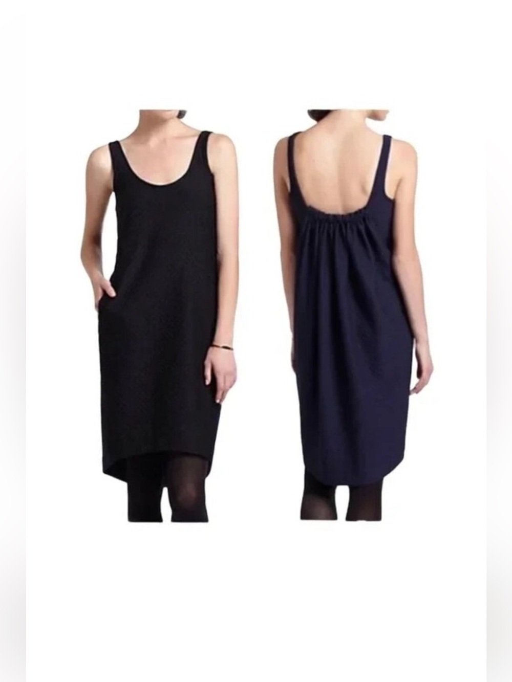 Maeve Anthropologie colorblock Shift Dress black and navy Blue, size Medium